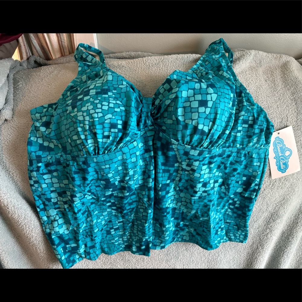 Plus-sized women’s swimsuit. Mermaid pattern. 24w